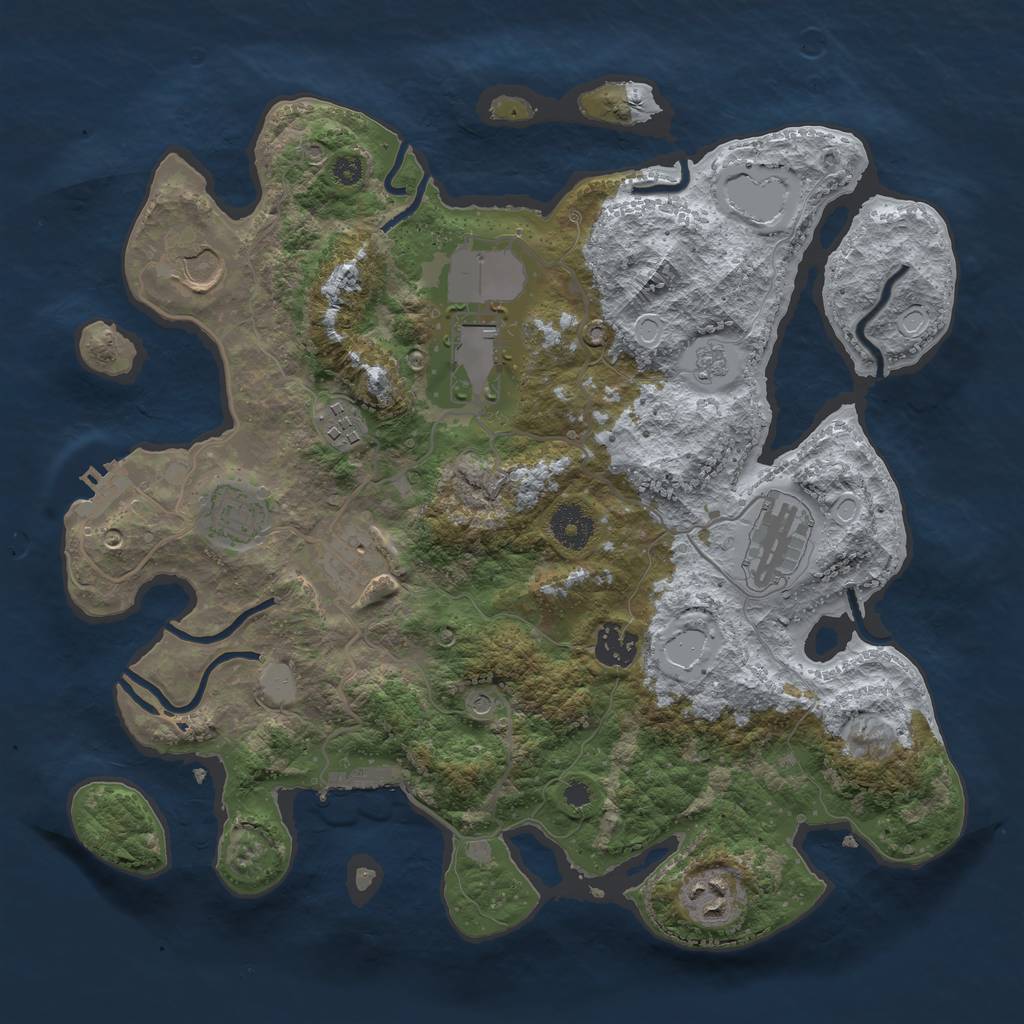 Rust Map: Procedural Map, Size: 3500, Seed: 426129242, 17 Monuments