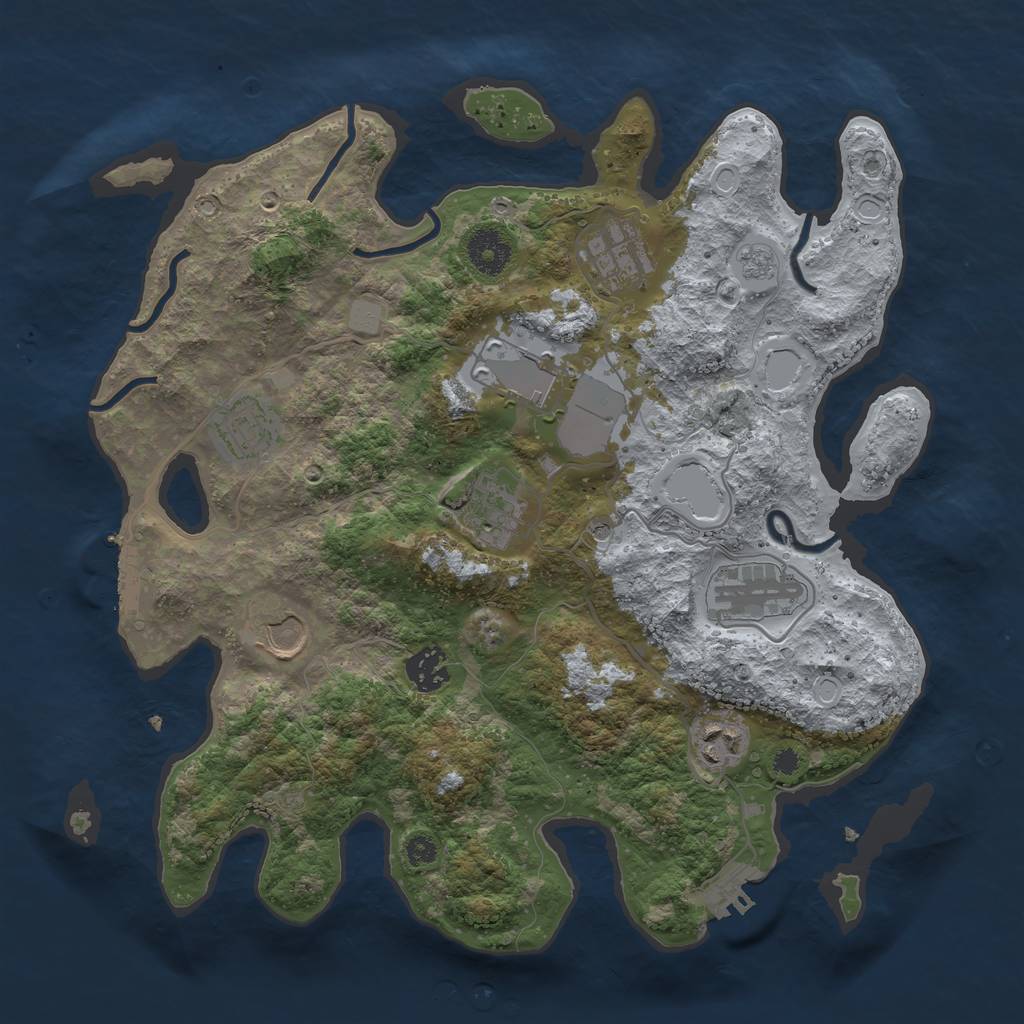 Rust Map: Procedural Map, Size: 3500, Seed: 1875705183, 17 Monuments