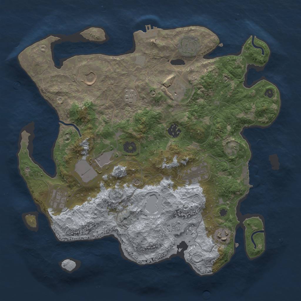 Rust Map: Procedural Map, Size: 3500, Seed: 45938317, 18 Monuments
