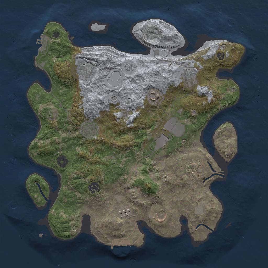 Rust Map: Procedural Map, Size: 3500, Seed: 229491, 18 Monuments