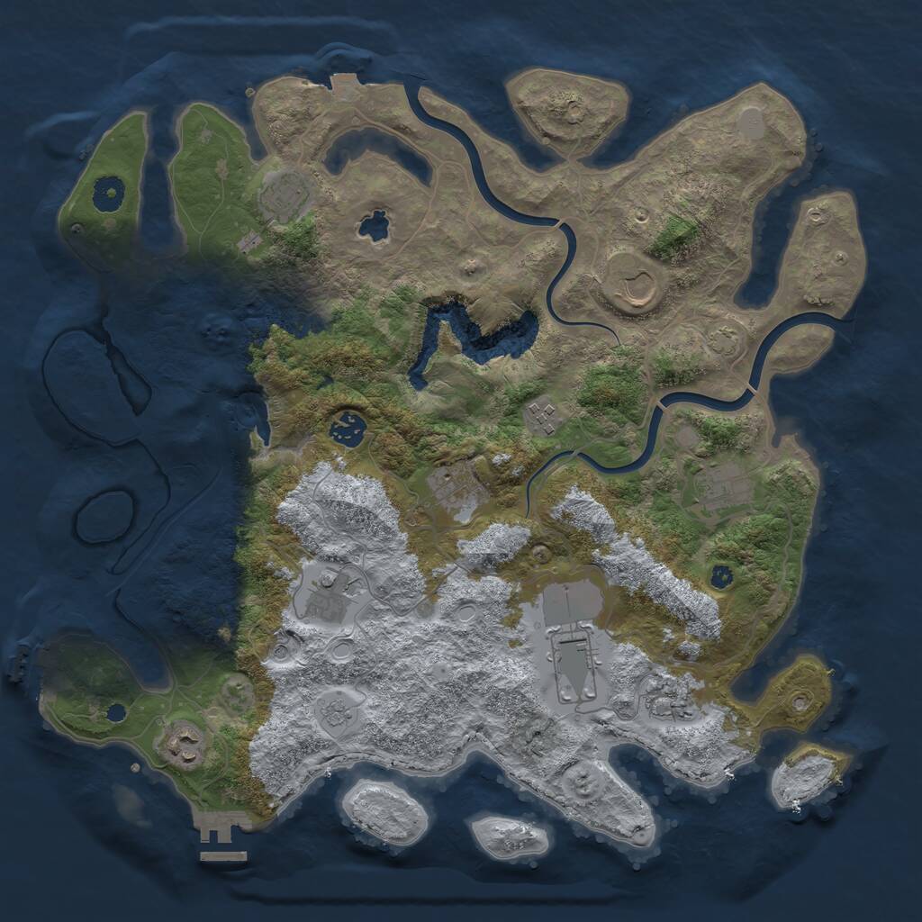 Rust Map: Procedural Map, Size: 4000, Seed: 888222, 16 Monuments