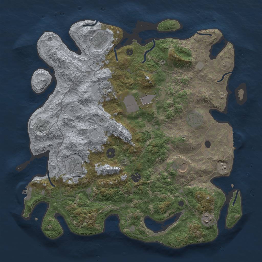 Rust Map: Procedural Map, Size: 4000, Seed: 831029, 18 Monuments