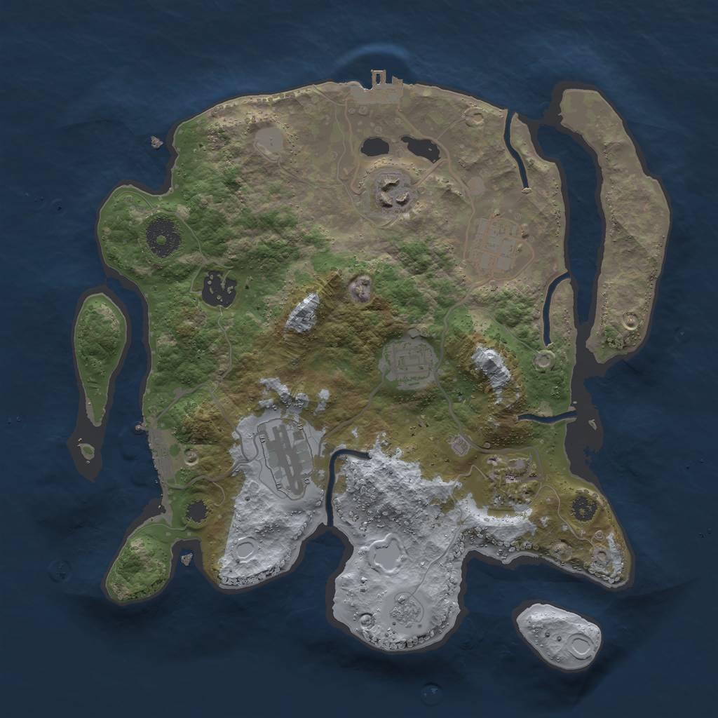 Rust Map: Procedural Map, Size: 3000, Seed: 475950244, 14 Monuments