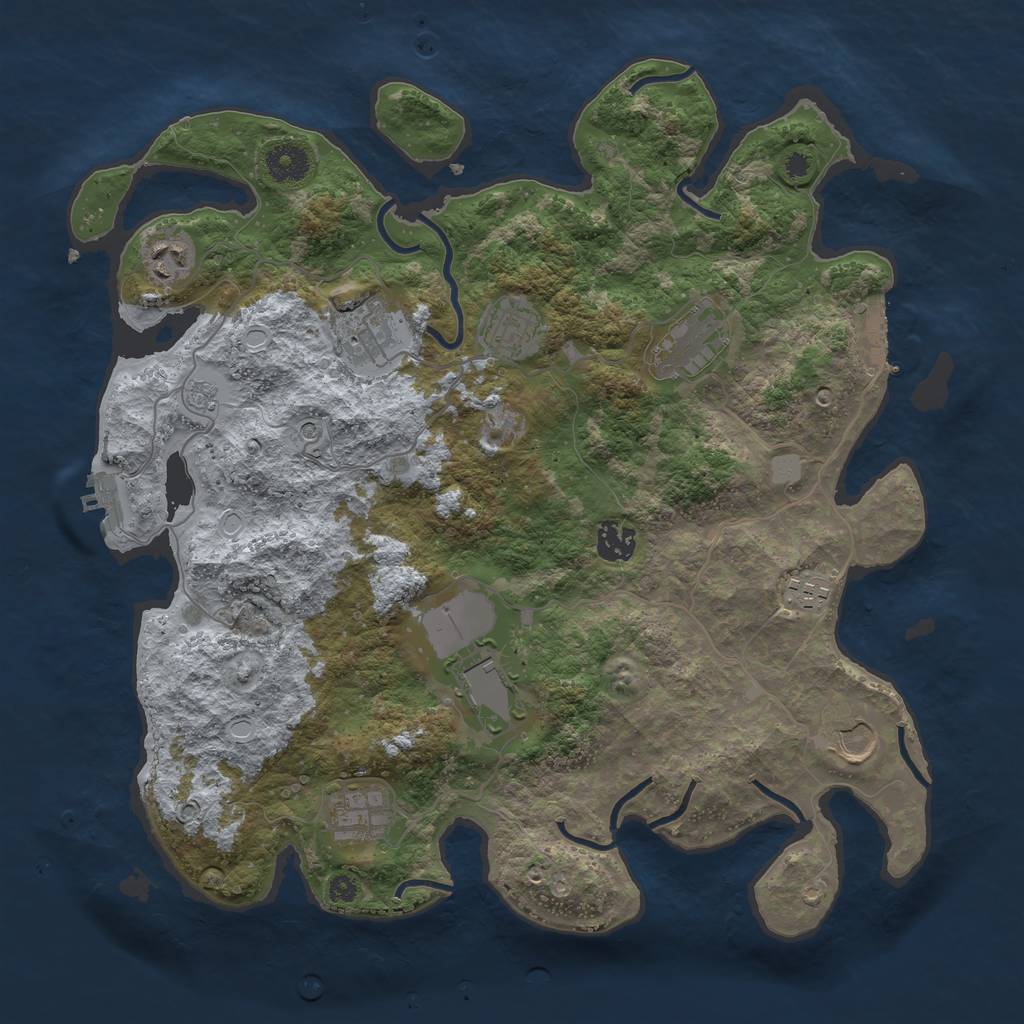 Rust Map: Procedural Map, Size: 3750, Seed: 1421917271, 16 Monuments