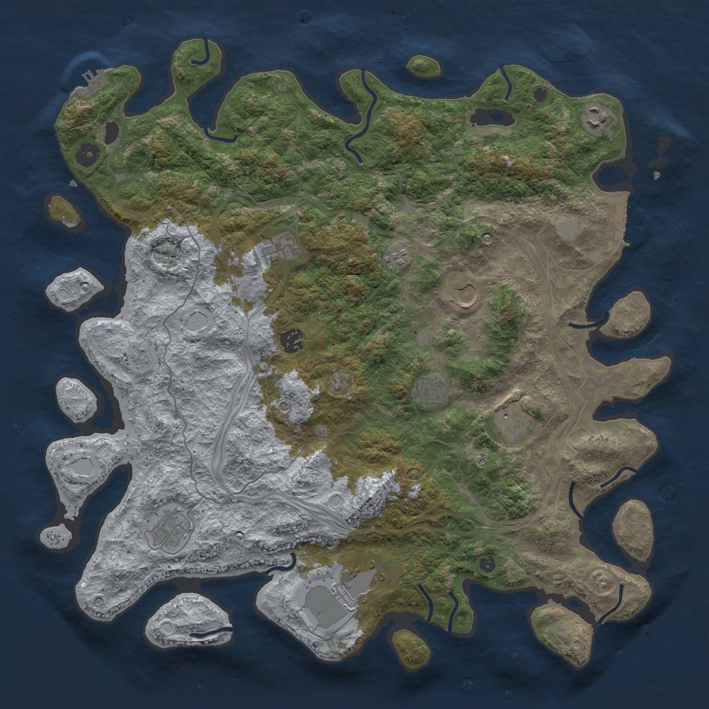 Rust Map: Procedural Map, Size: 4500, Seed: 9857221, 18 Monuments