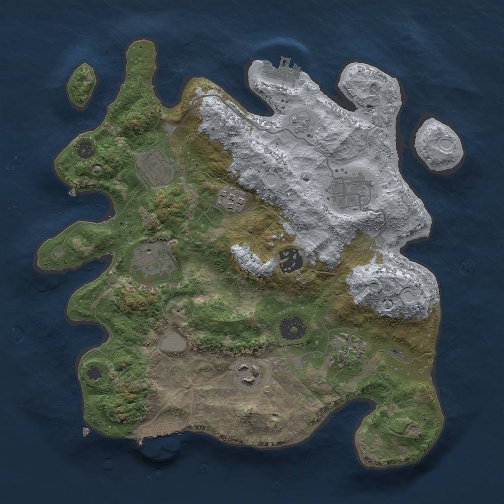 Rust Map: Procedural Map, Size: 3000, Seed: 2501, 15 Monuments