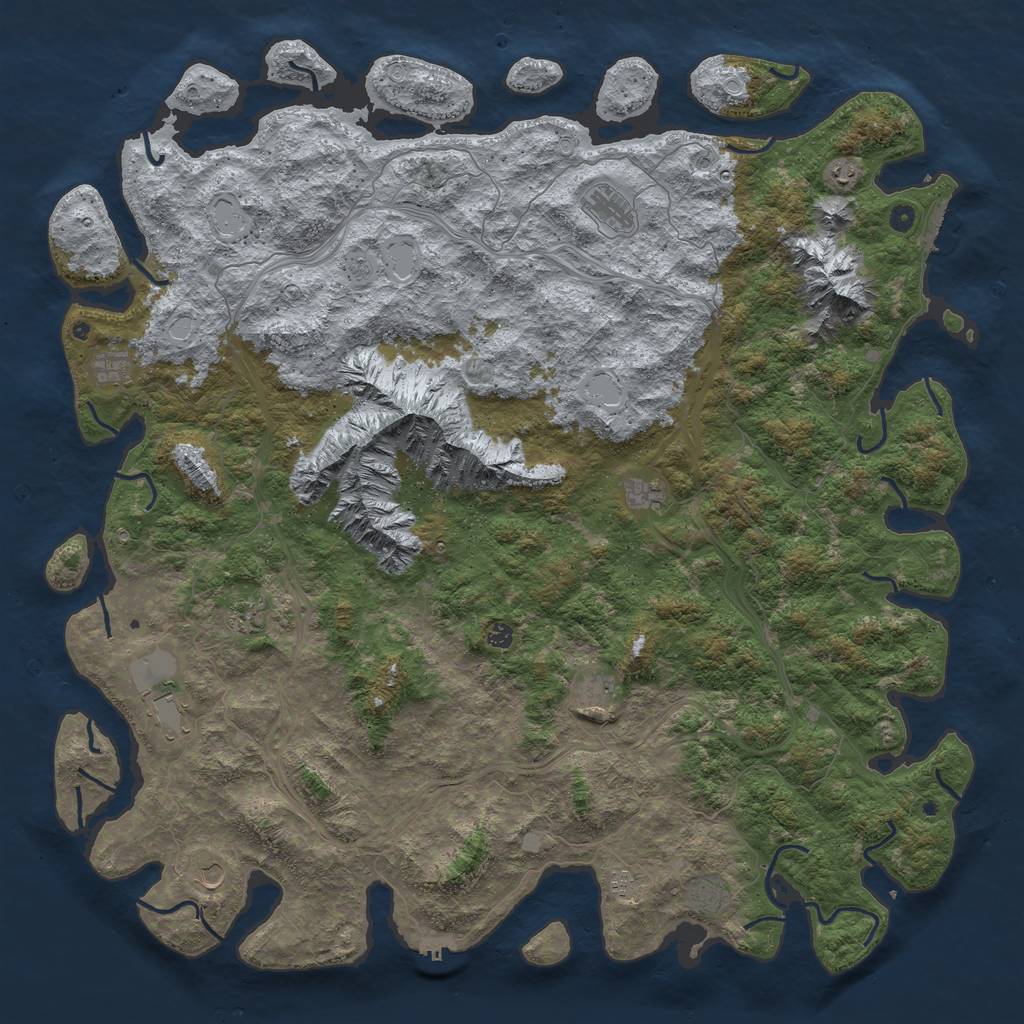 Rust Map: Procedural Map, Size: 6000, Seed: 1063866959, 20 Monuments