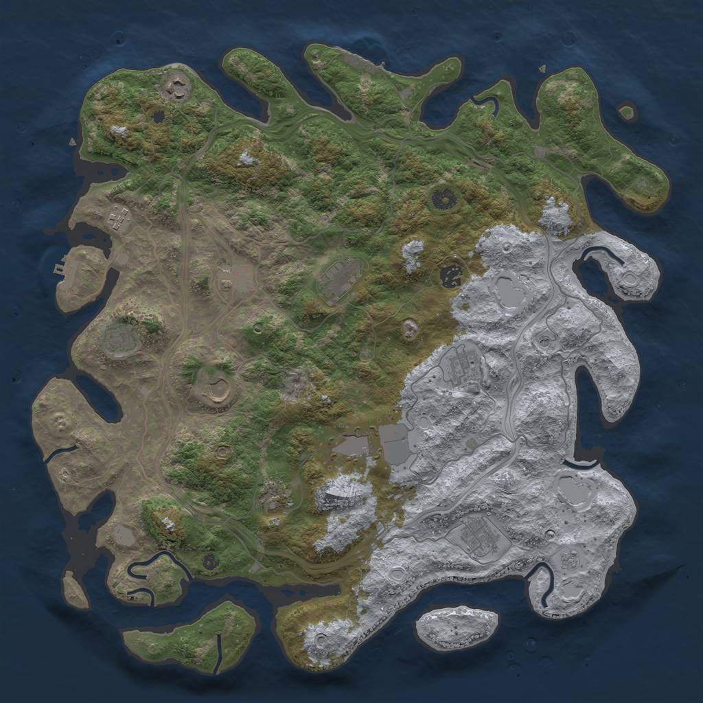 Rust Map: Procedural Map, Size: 4500, Seed: 986732311, 20 Monuments
