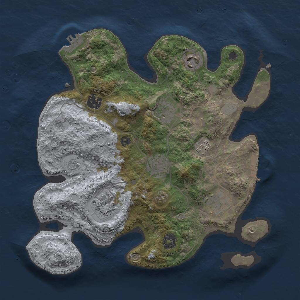 Rust Map: Procedural Map, Size: 3000, Seed: 12575211, 16 Monuments