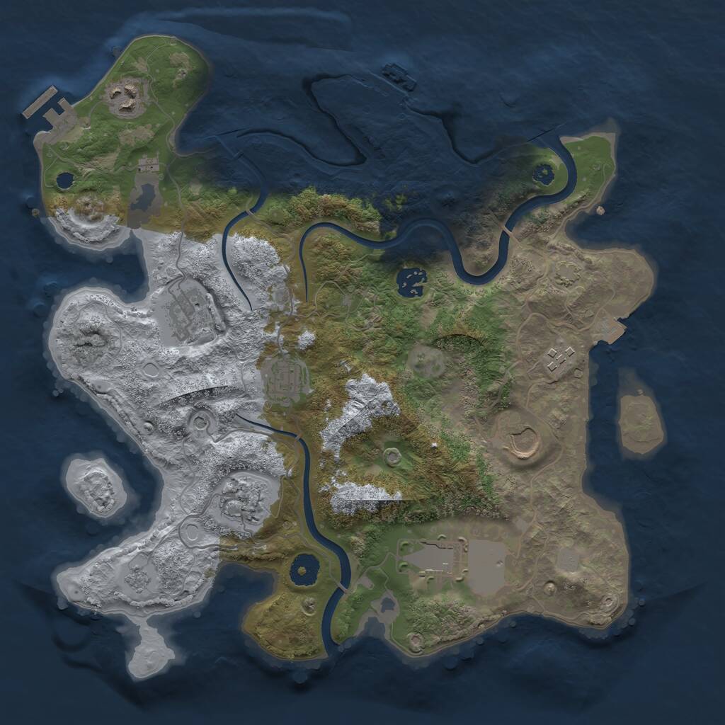 Rust Map: Procedural Map, Size: 3500, Seed: 1192542382, 14 Monuments
