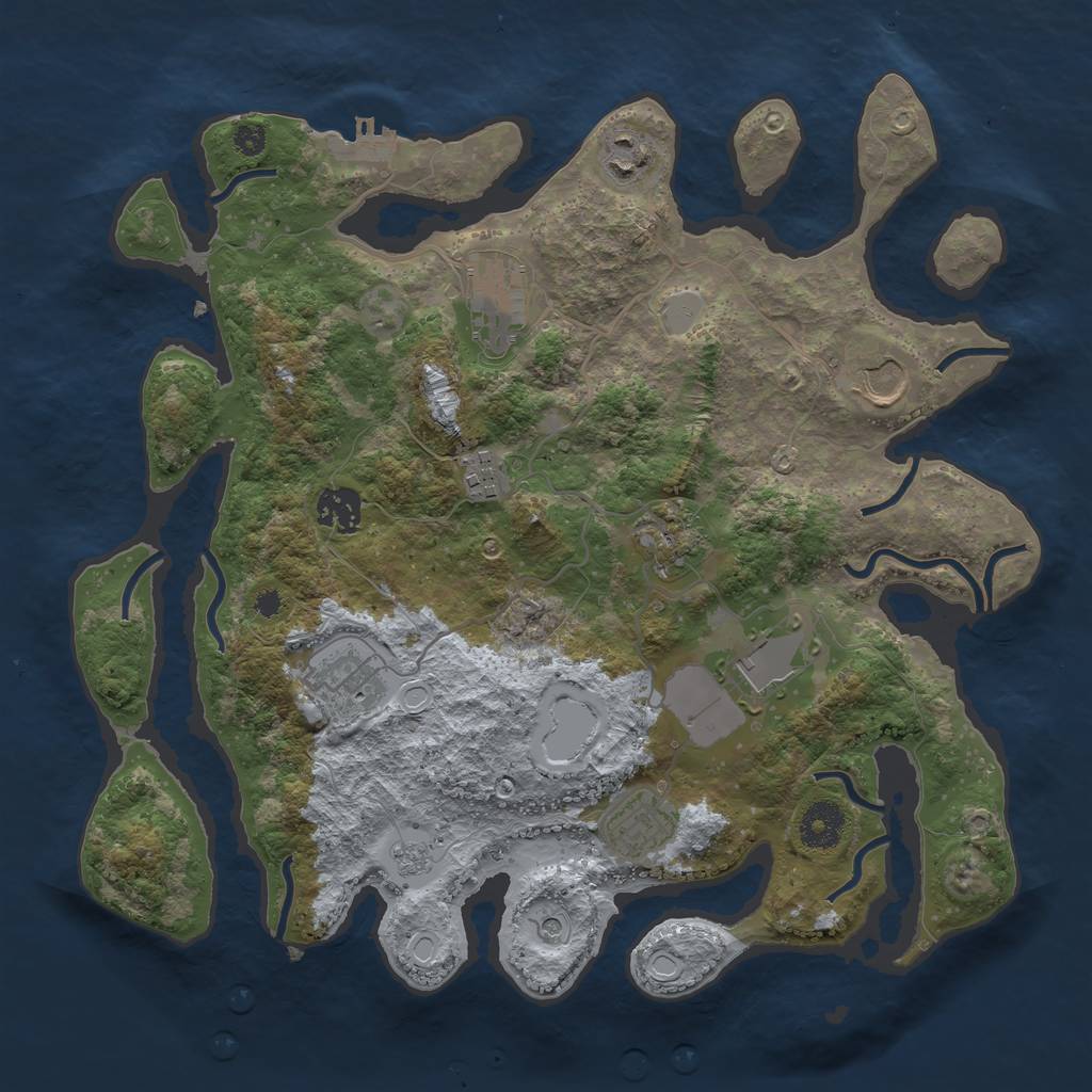Rust Map: Procedural Map, Size: 3500, Seed: 1587593150, 17 Monuments