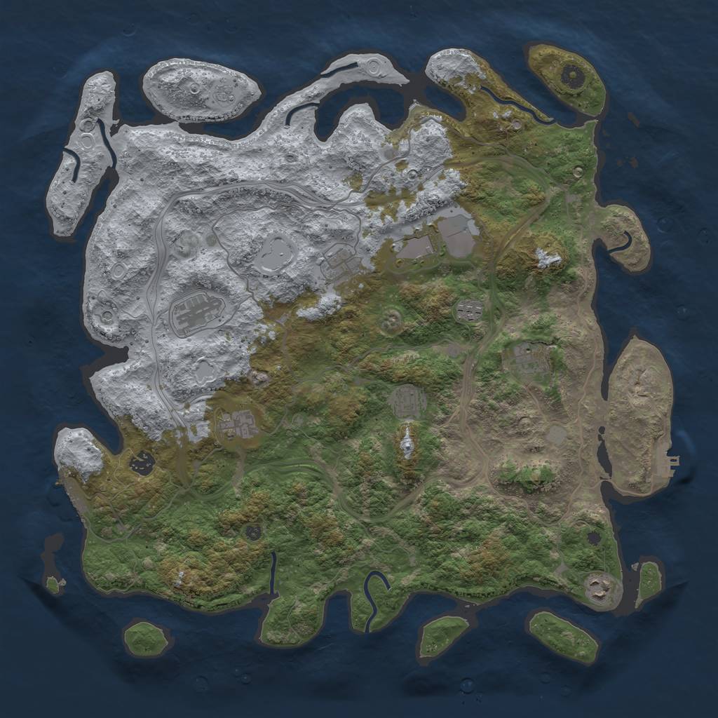 Rust Map: Procedural Map, Size: 4500, Seed: 102644291, 18 Monuments