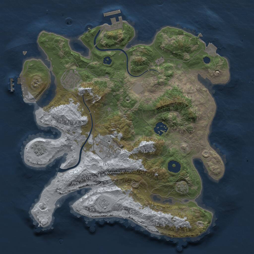 Rust Map: Procedural Map, Size: 3000, Seed: 2680667, 9 Monuments