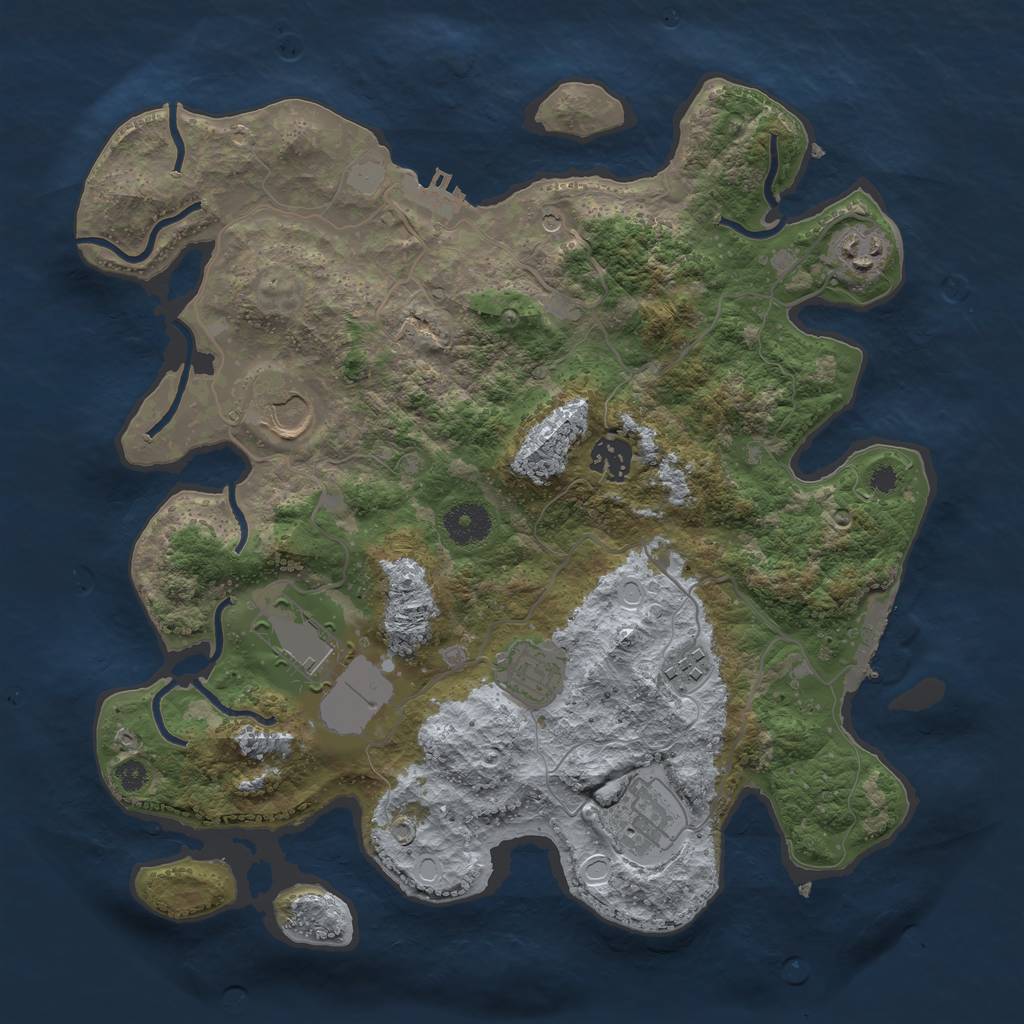 Rust Map: Procedural Map, Size: 3500, Seed: 231053125, 15 Monuments