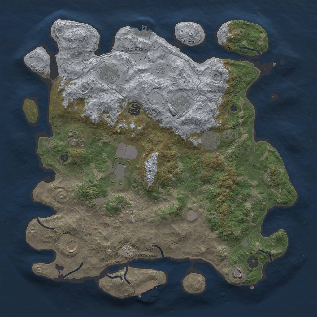 Rust Map: Procedural Map, Size: 4000, Seed: 446018046, 18 Monuments