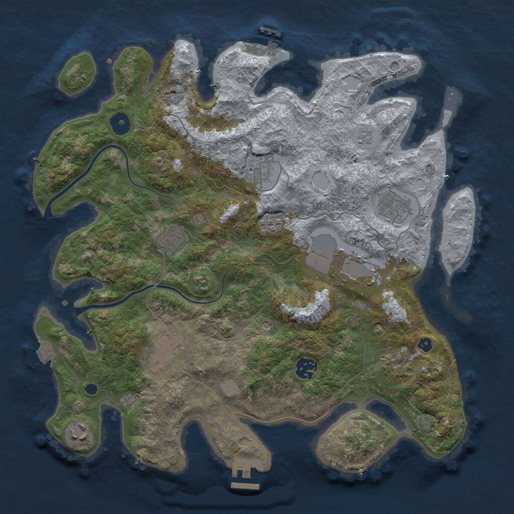 Rust Map: Procedural Map, Size: 3700, Seed: 1444020637, 15 Monuments