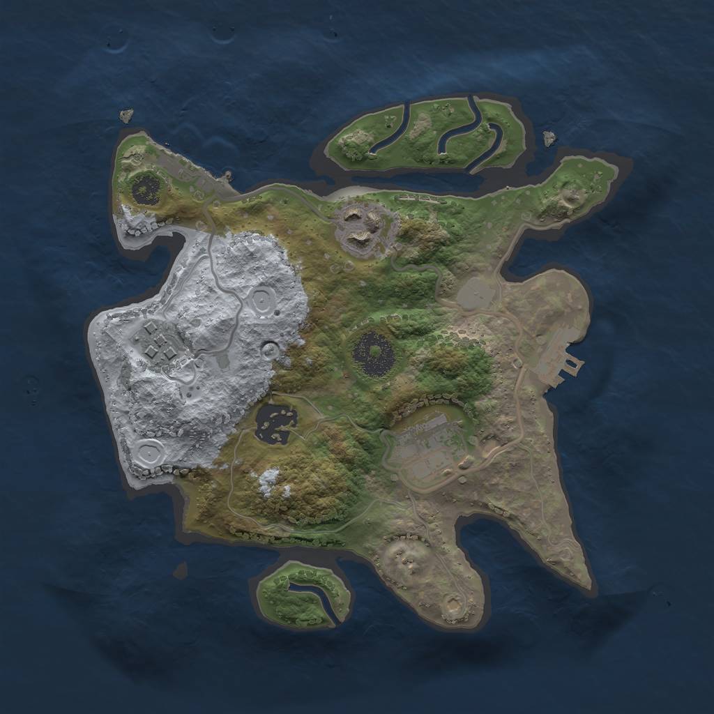 Rust Map: Procedural Map, Size: 2500, Seed: 1306887590, 11 Monuments