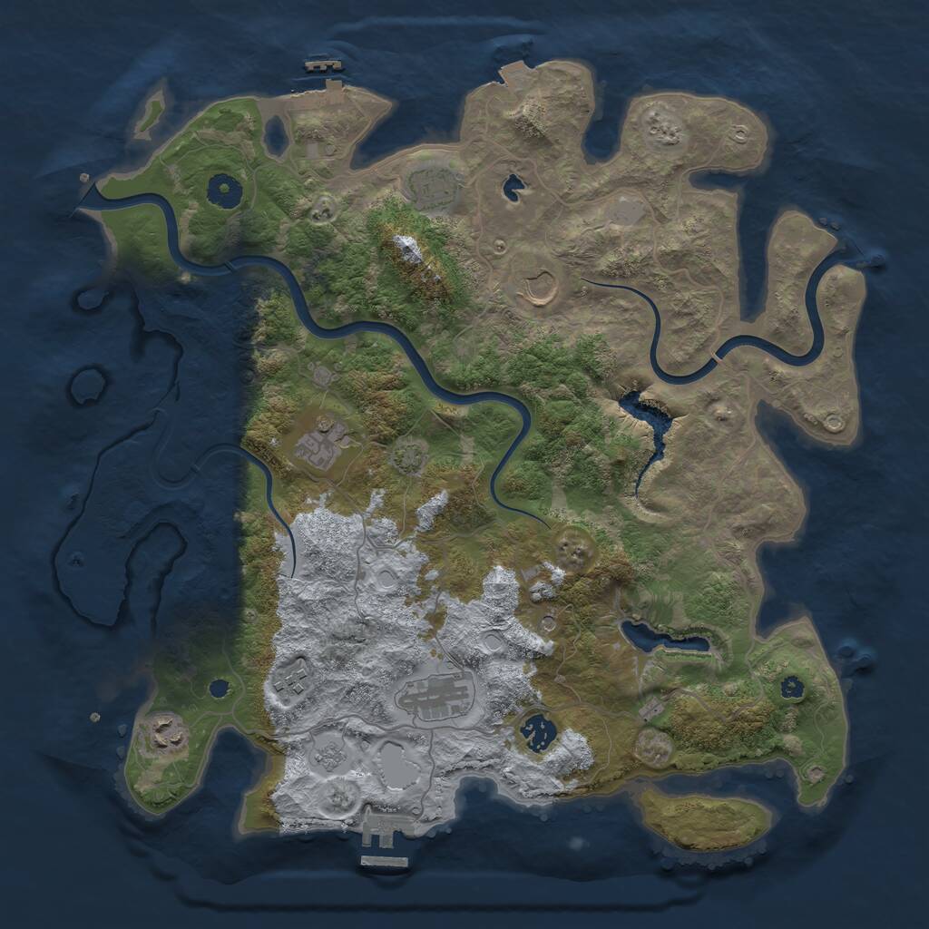 Rust Map: Procedural Map, Size: 4000, Seed: 521, 13 Monuments