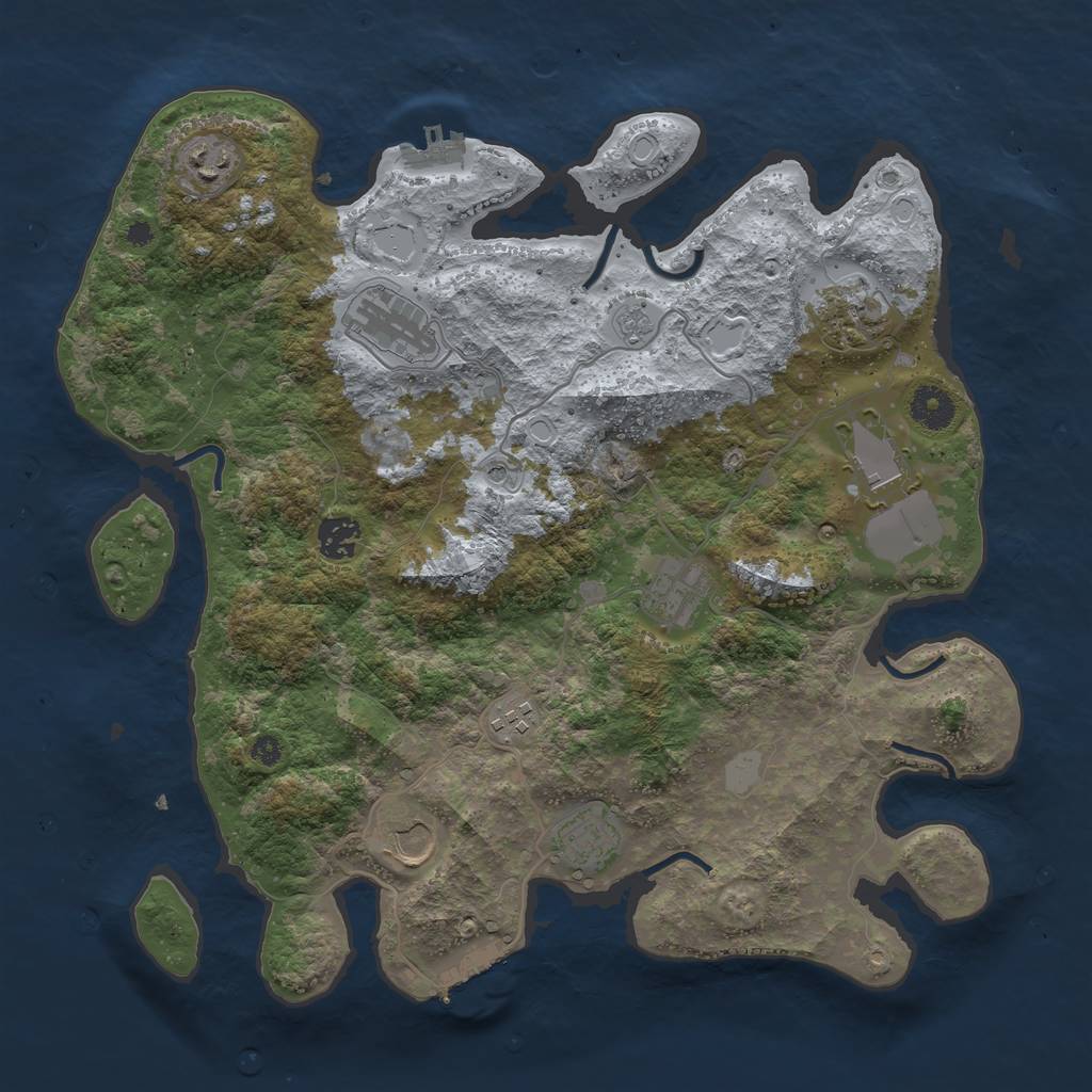 Rust Map: Procedural Map, Size: 3750, Seed: 1434879490, 18 Monuments