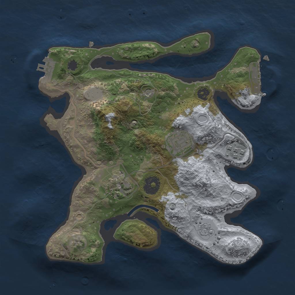 Rust Map: Procedural Map, Size: 2500, Seed: 258, 12 Monuments