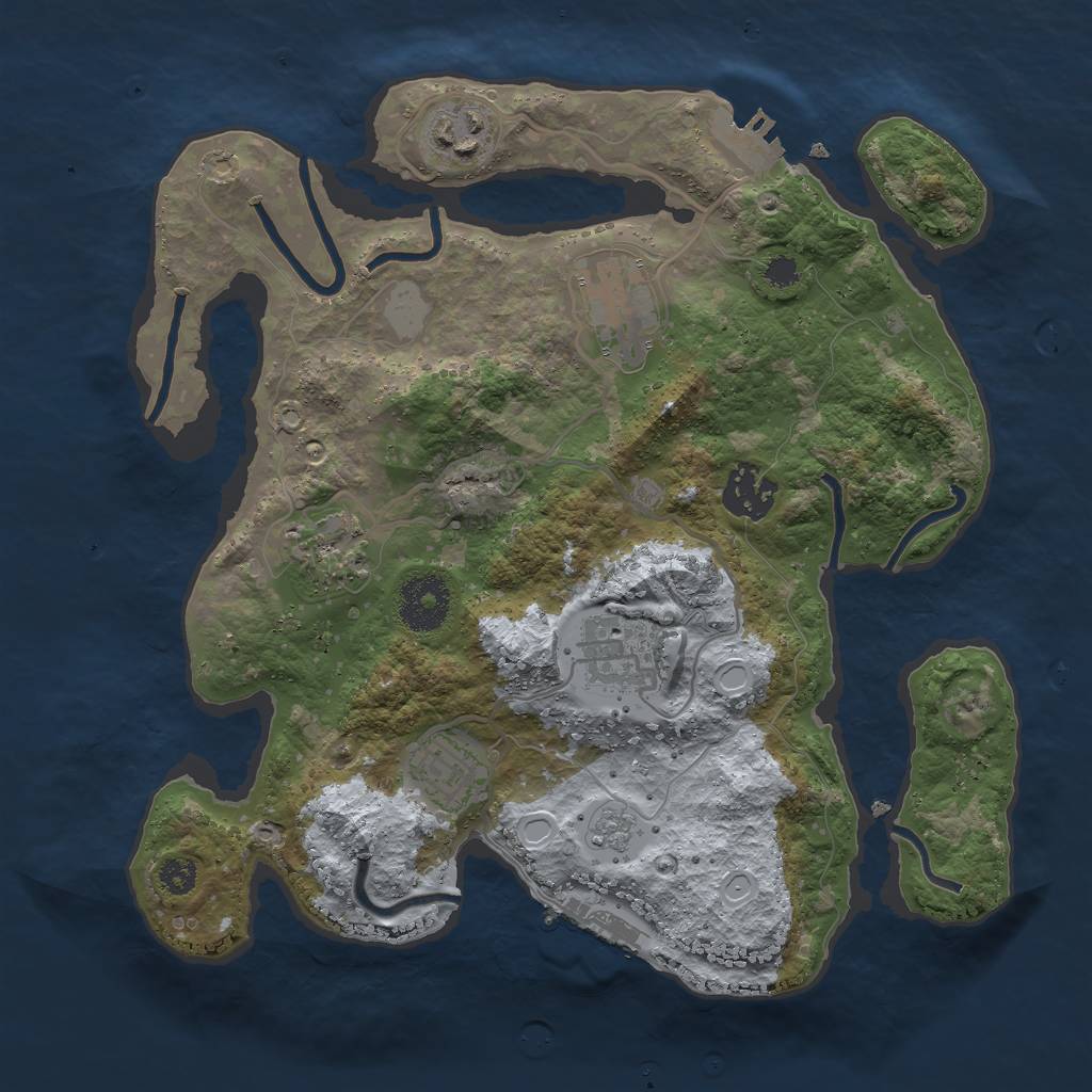 Rust Map: Procedural Map, Size: 3000, Seed: 57261, 14 Monuments