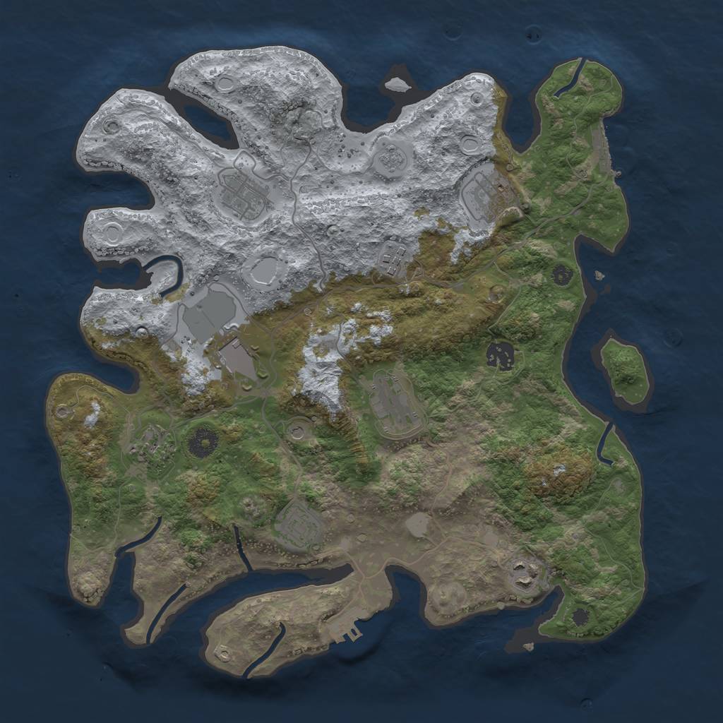 Rust Map: Procedural Map, Size: 3650, Seed: 1337971328, 18 Monuments