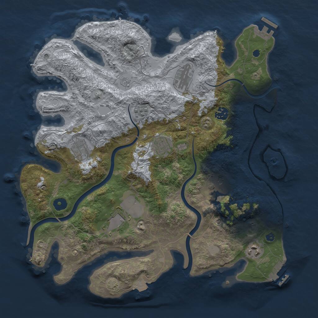 Rust Map: Procedural Map, Size: 3650, Seed: 1337971328, 14 Monuments