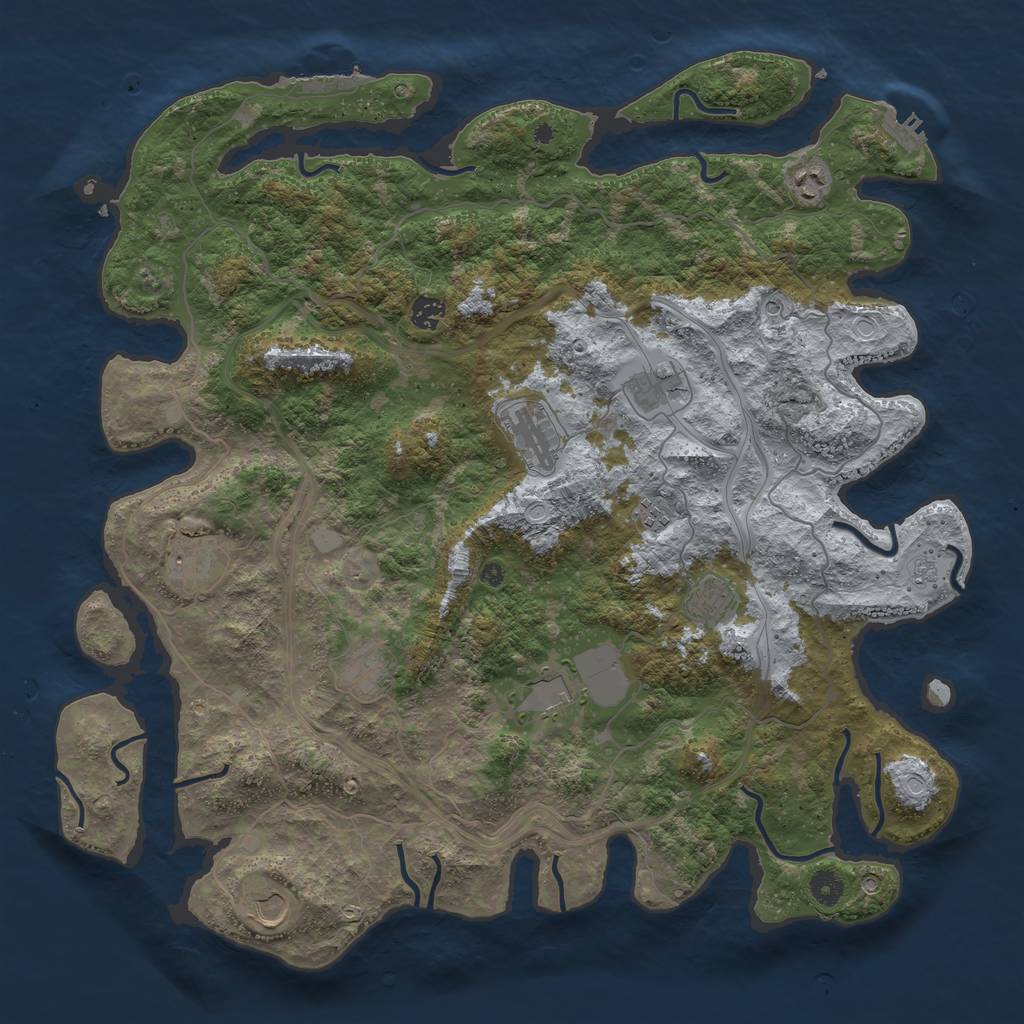 Rust Map: Procedural Map, Size: 4500, Seed: 2389175, 19 Monuments