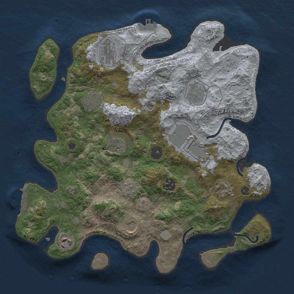 Rust Map: Procedural Map, Size: 3500, Seed: 1824317839, 19 Monuments