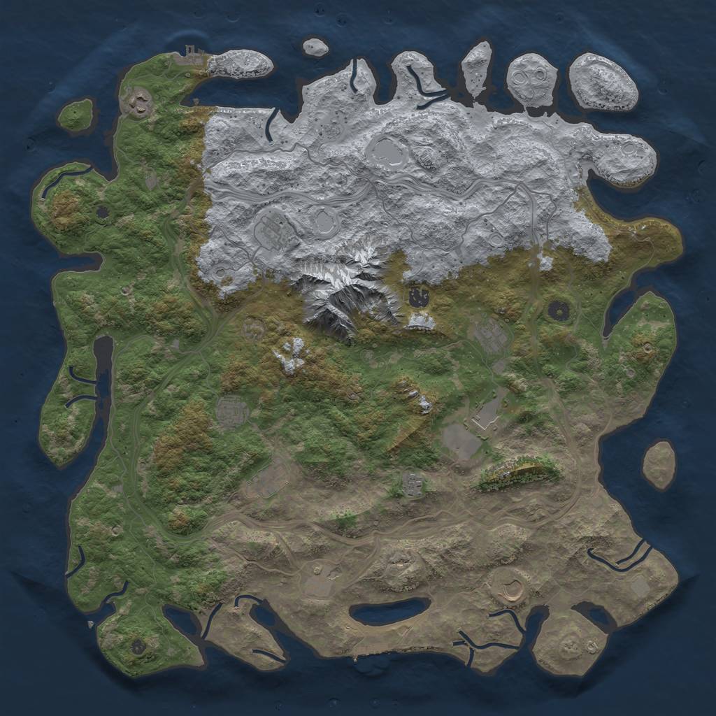 Rust Map: Procedural Map, Size: 5000, Seed: 775241863, 19 Monuments
