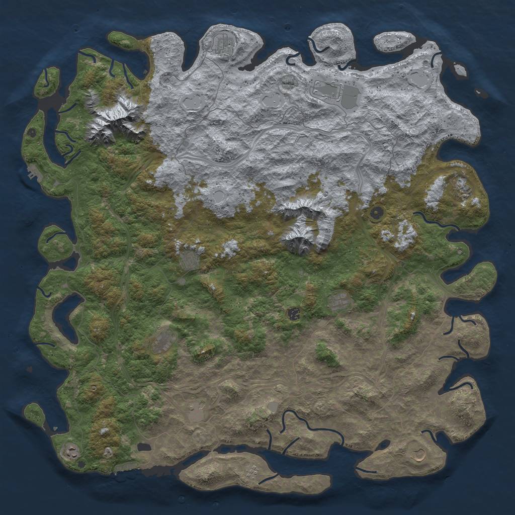 Rust Map: Procedural Map, Size: 6000, Seed: 12345667, 20 Monuments