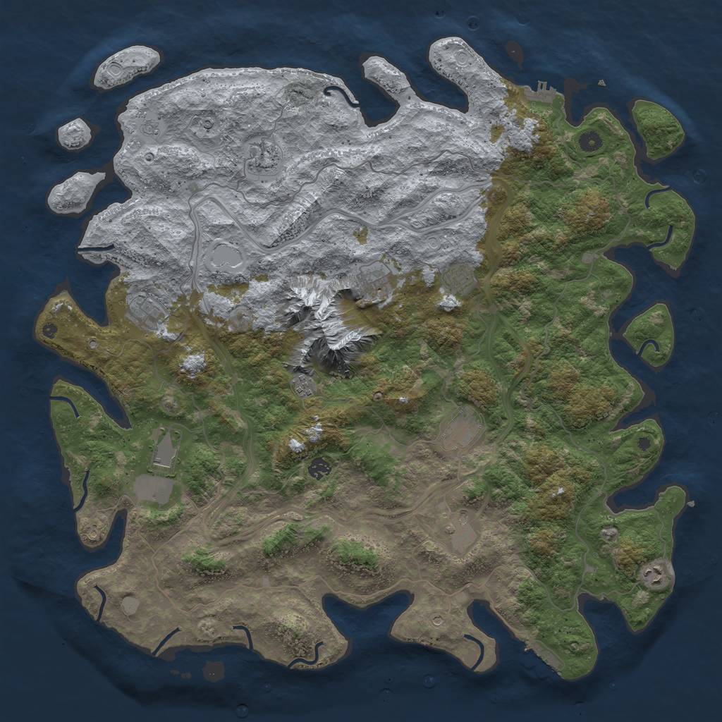 Rust Map: Procedural Map, Size: 5000, Seed: 33874343, 19 Monuments