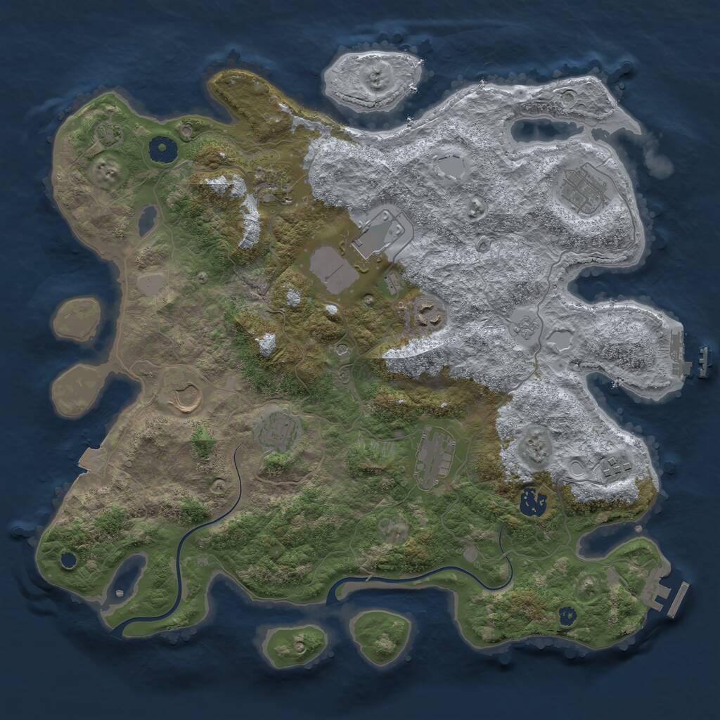 Rust Map: Procedural Map, Size: 3850, Seed: 1815066778, 15 Monuments