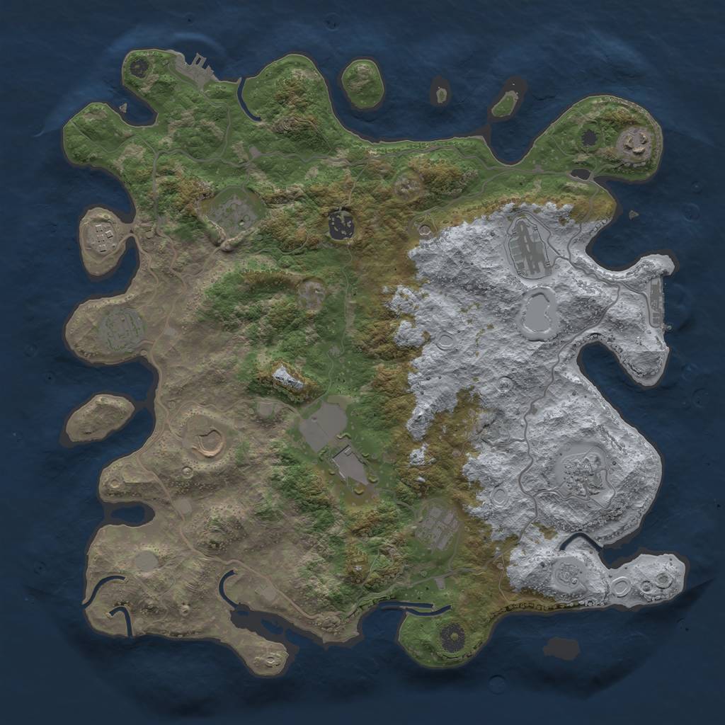 Rust Map: Procedural Map, Size: 4000, Seed: 394766785, 19 Monuments