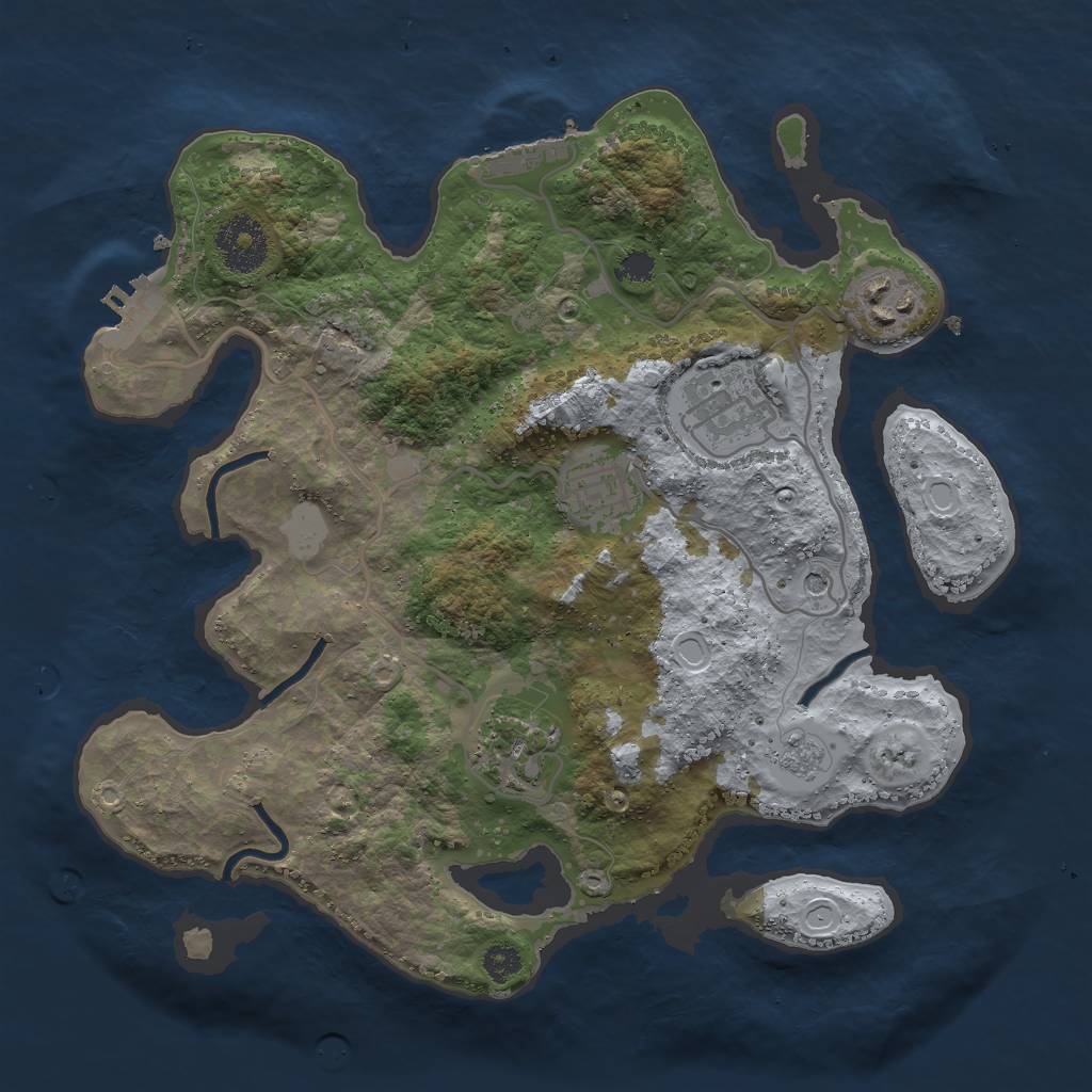 Rust Map: Procedural Map, Size: 3000, Seed: 2111846423, 13 Monuments