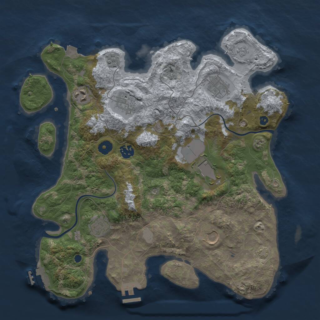 Rust Map: Procedural Map, Size: 3500, Seed: 1959028310, 14 Monuments