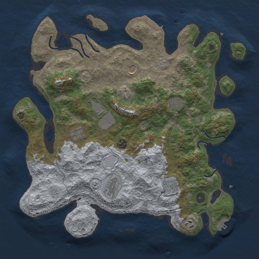 Rust Map: Procedural Map, Size: 4000, Seed: 6677886, 18 Monuments