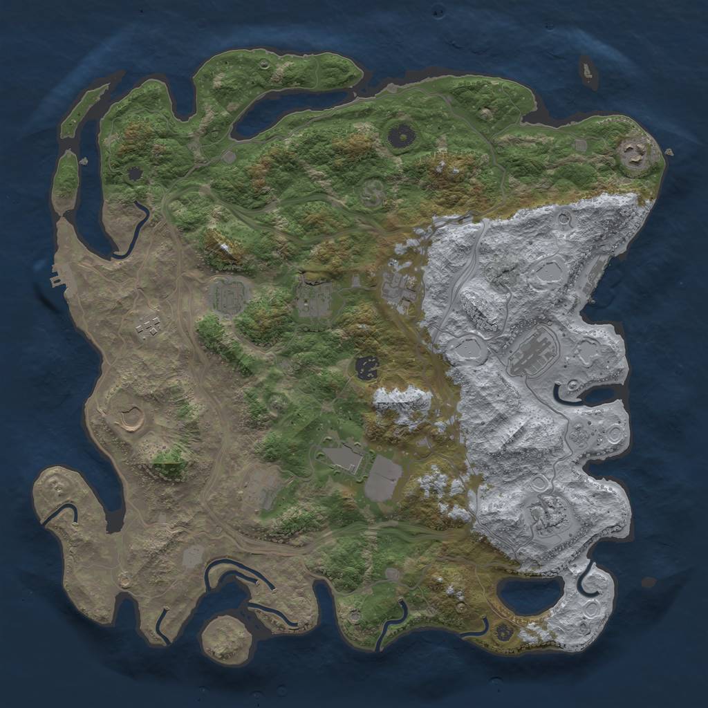 Rust Map: Procedural Map, Size: 4250, Seed: 292854890, 20 Monuments