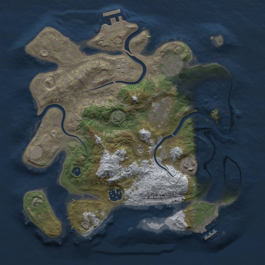 Rust Map: Procedural Map, Size: 3000, Seed: 793379500, 10 Monuments
