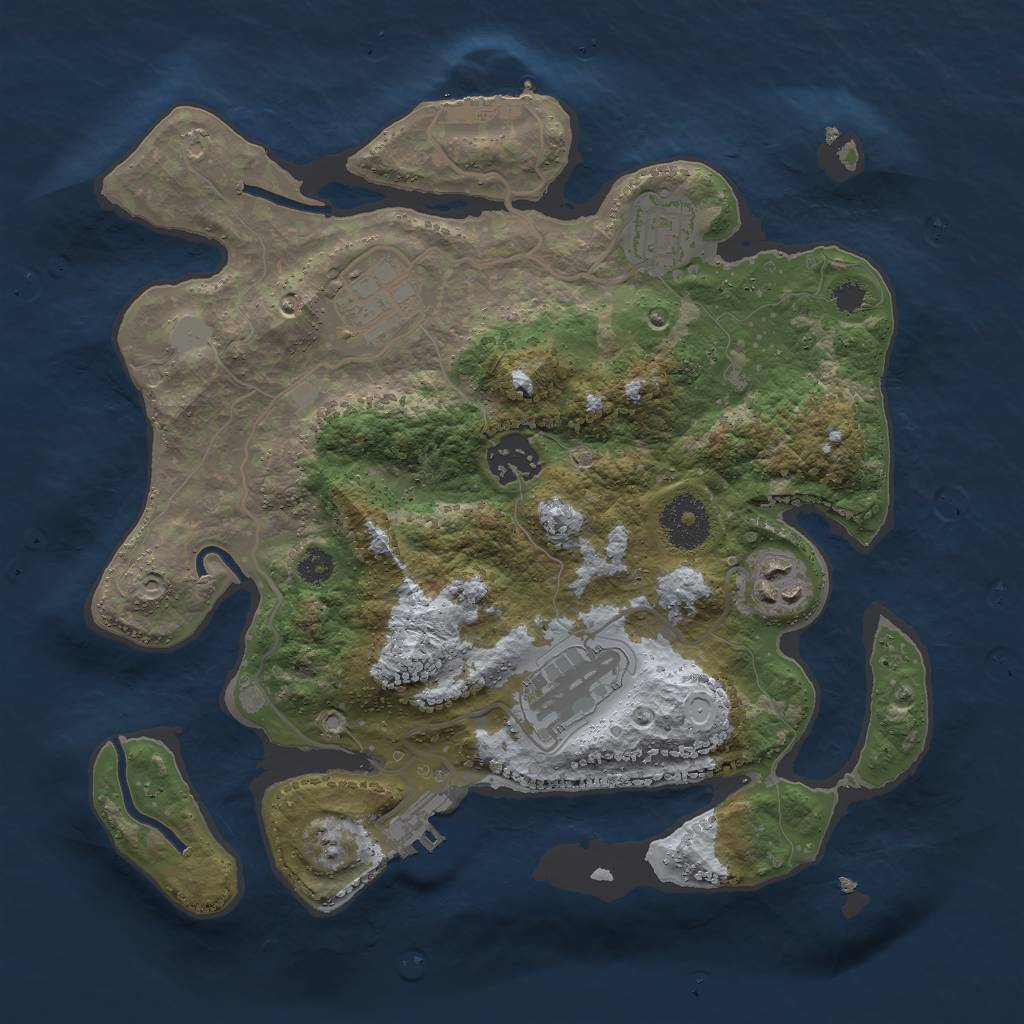 Rust Map: Procedural Map, Size: 3000, Seed: 793379500, 12 Monuments