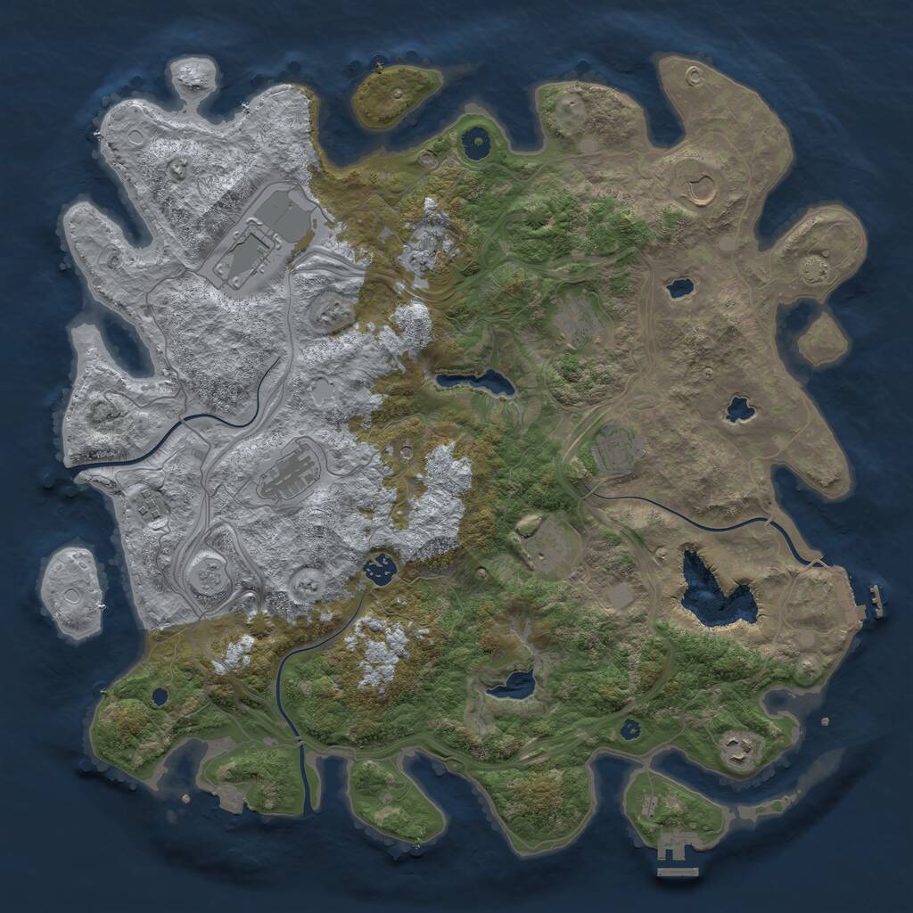 Rust Map: Procedural Map, Size: 4500, Seed: 998, 16 Monuments
