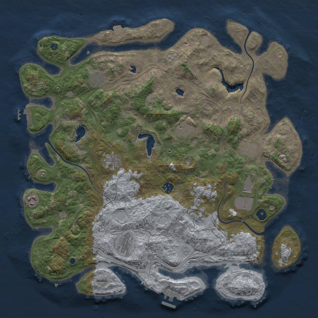 Rust Map: Procedural Map, Size: 4500, Seed: 871771377, 16 Monuments