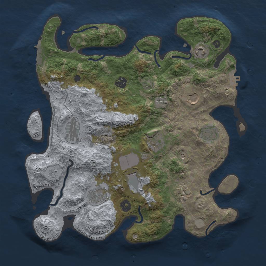 Rust Map: Procedural Map, Size: 3500, Seed: 700222822, 19 Monuments