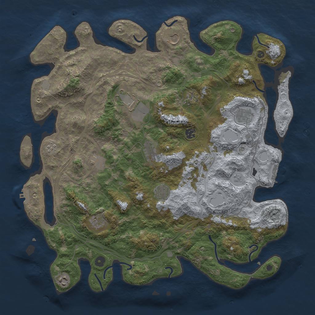 Rust Map: Procedural Map, Size: 4500, Seed: 105305287, 20 Monuments