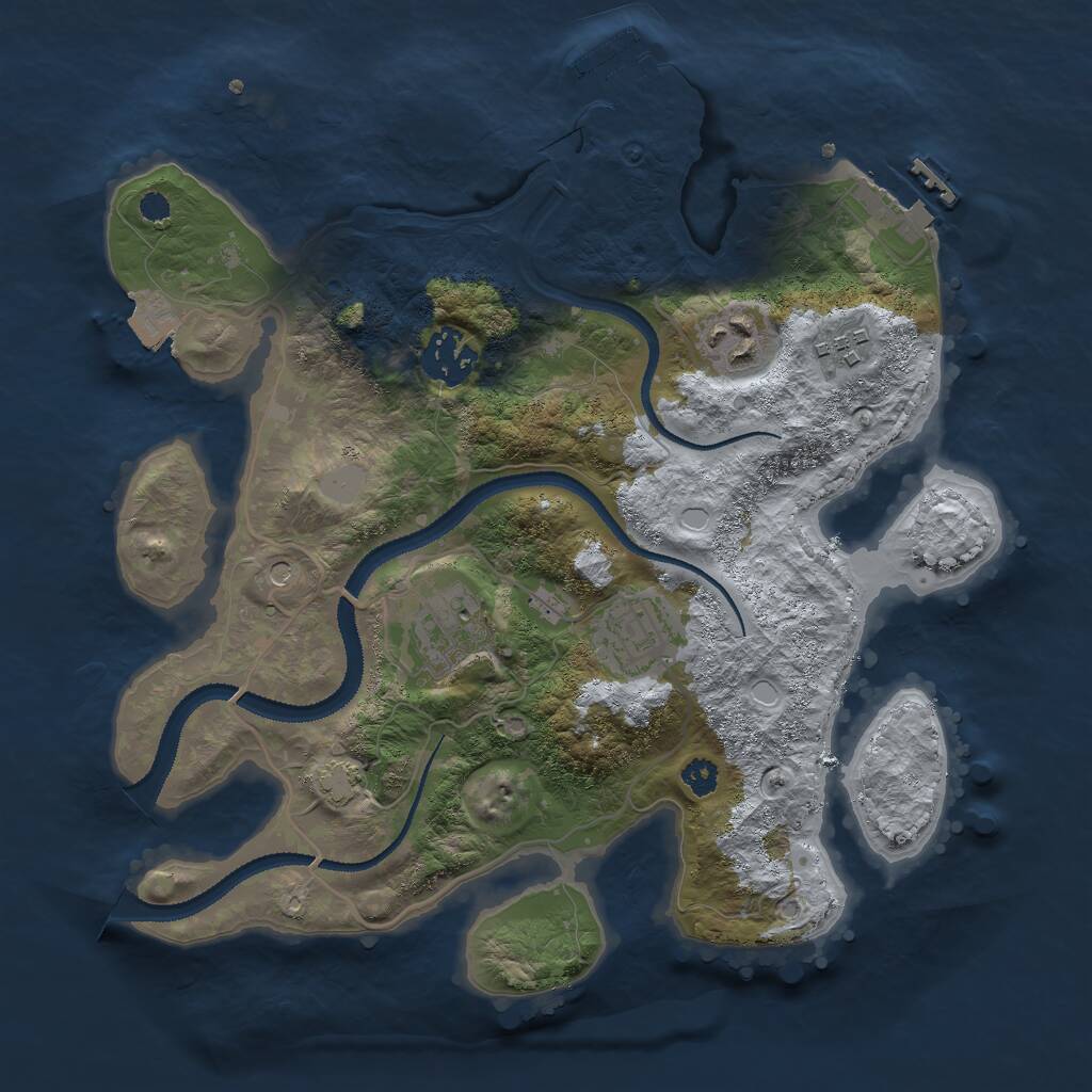 Rust Map: Procedural Map, Size: 3000, Seed: 311513, 10 Monuments