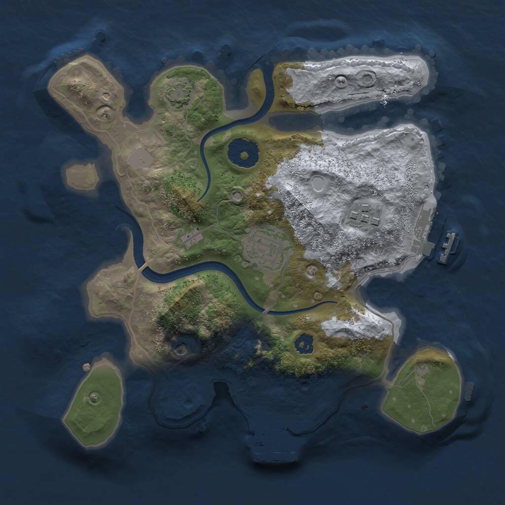Rust Map: Procedural Map, Size: 2500, Seed: 935721905, 7 Monuments