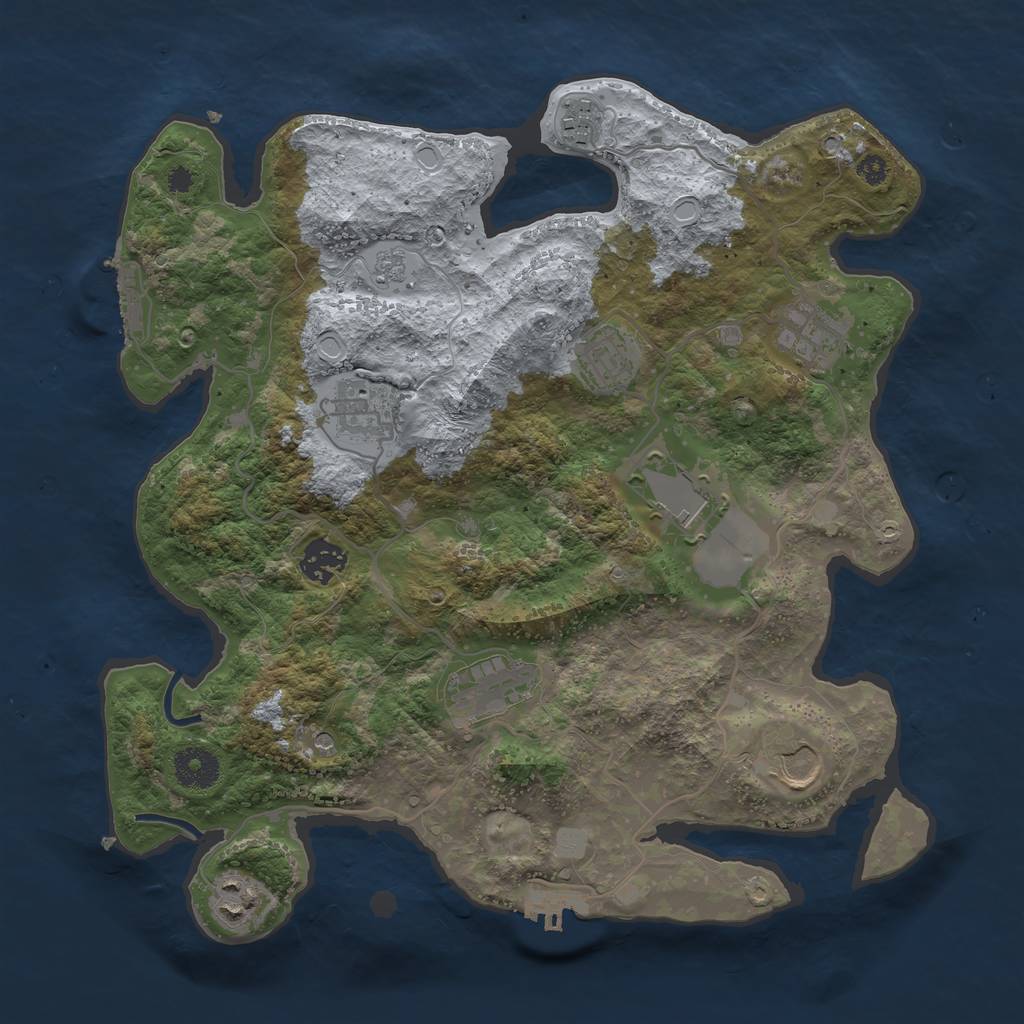 Rust Map: Procedural Map, Size: 3500, Seed: 12564, 18 Monuments
