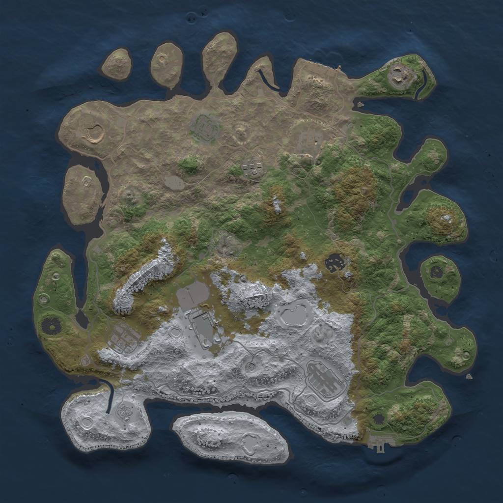 Rust Map: Procedural Map, Size: 4000, Seed: 1177923932, 18 Monuments