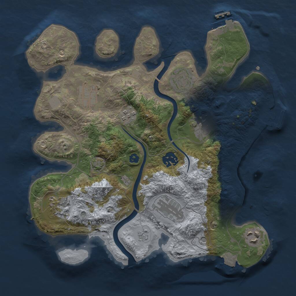 Rust Map: Procedural Map, Size: 3000, Seed: 41551, 14 Monuments