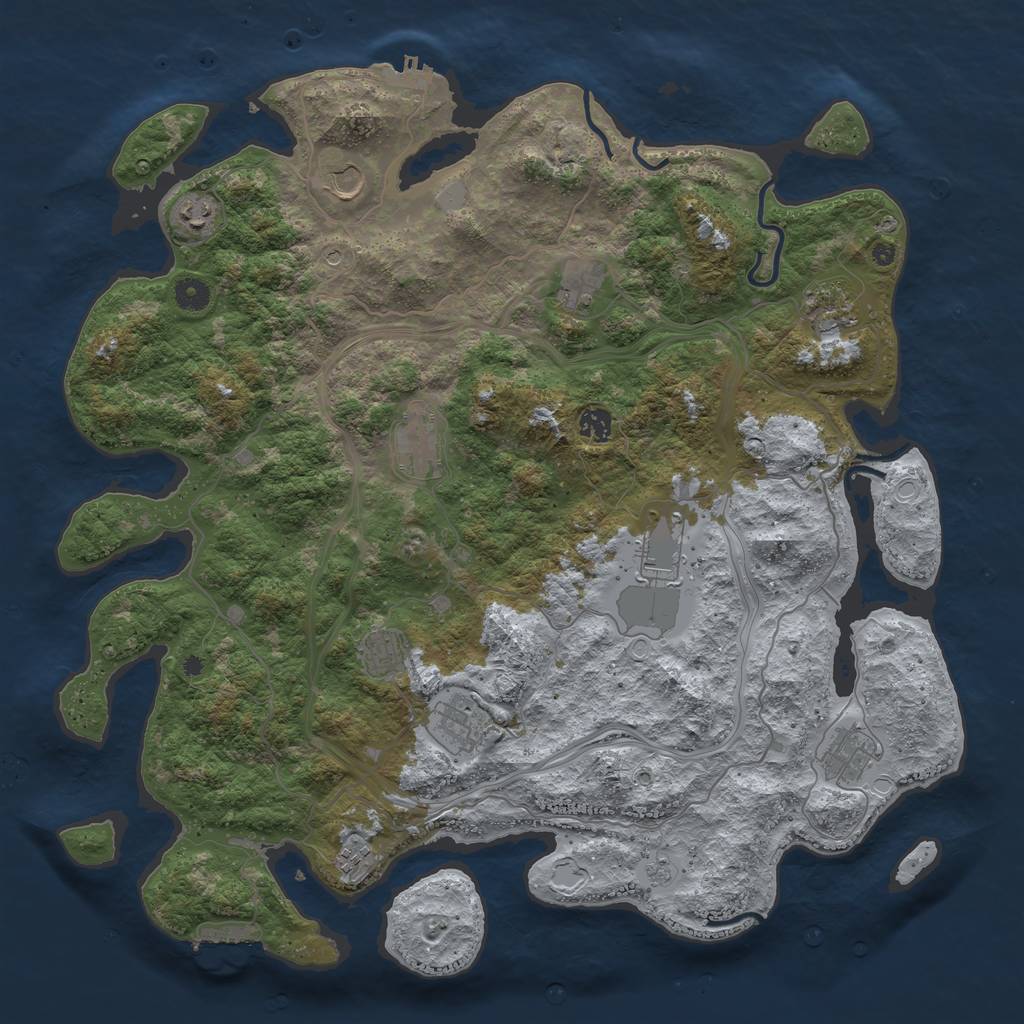 Rust Map: Procedural Map, Size: 4500, Seed: 1020765514, 20 Monuments